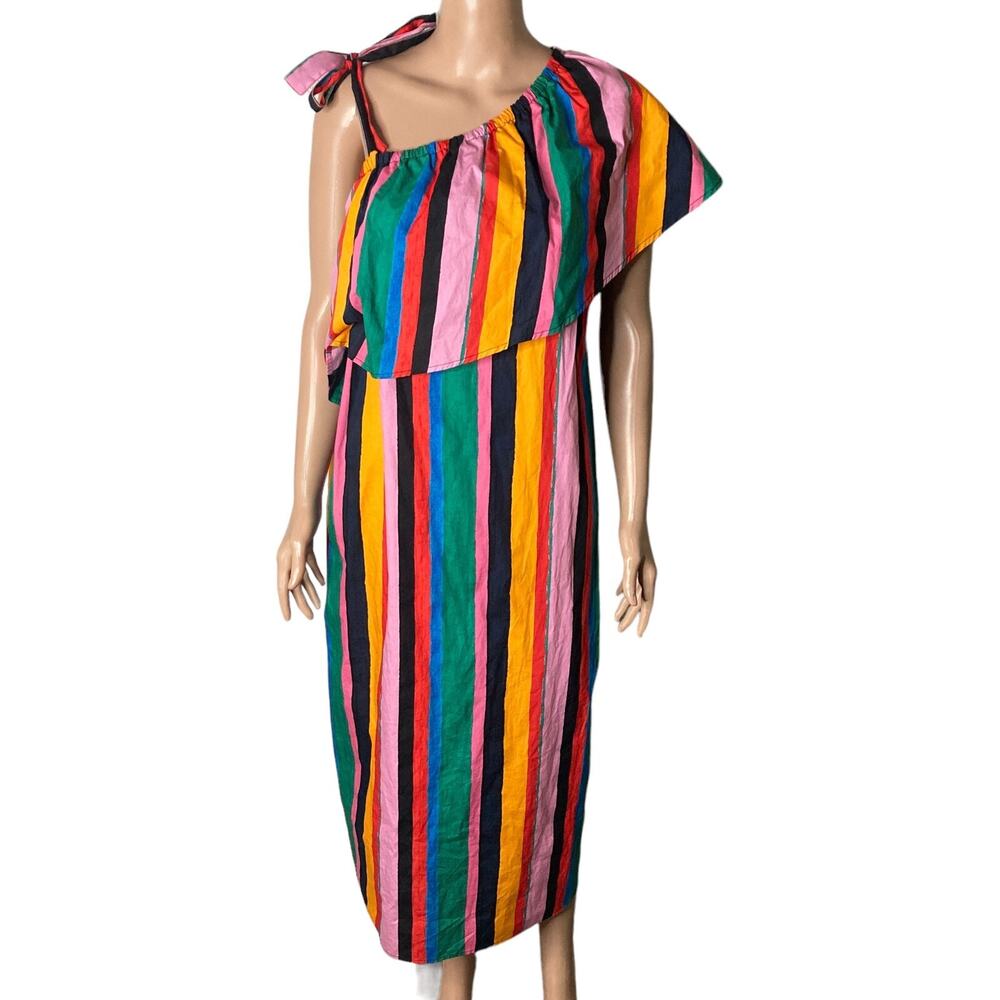 Who What Wear Maxi Dress Womens XXL Striped Multi Colored One Shoulder New - Picture 3 of 16